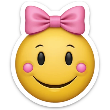 A smiley face with a small pink bow sticker