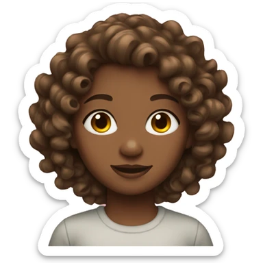girl with curly brown hair and eyes sticker
