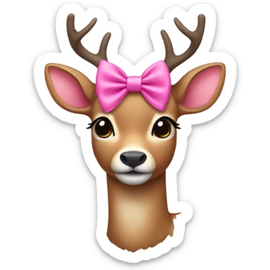 Deer wearing a pink bow sticker