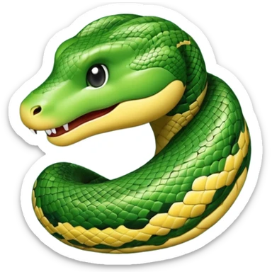 Emoji representing the Python coding language, using elements from the Python logo, with a modern and approachable look sticker