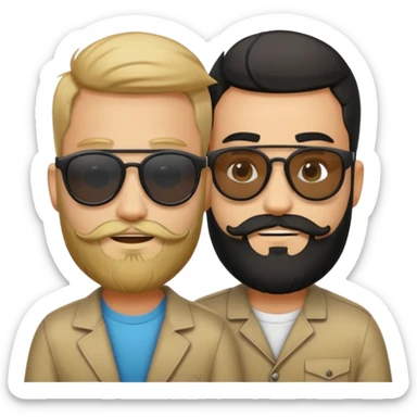 Van u make 2 cool young emojis with shades side by side, both have faded hair, one of them should also have faded beard. Beneath the faded beared emoji should have the initials WQ and the other PJ. black hair and beard sticker