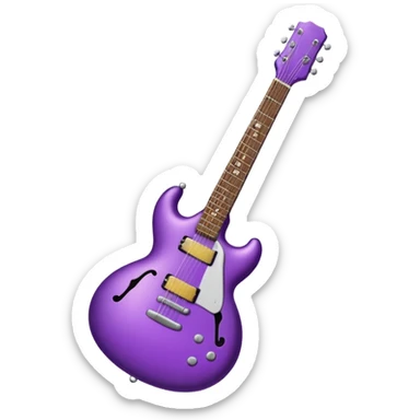 a purple Christmas ornament with a guitar sticker
