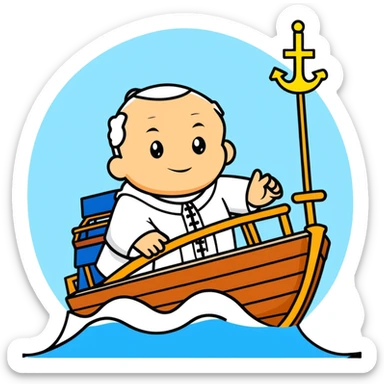Pope John Paul II riding on a boat sticker
