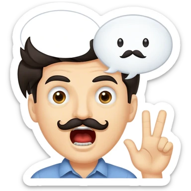 Random guy with light skin dark hair and eyes with a mustache screaming  the word FABIAAAN all in upper case in a Speech bubble  sticker