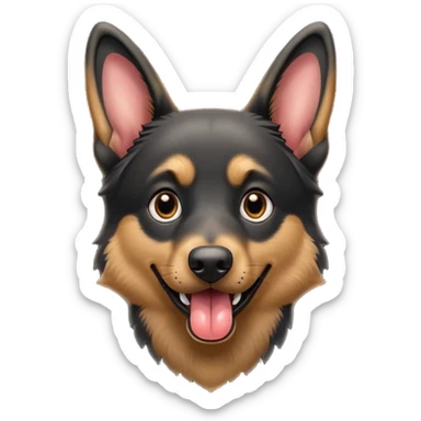 cartoon style dark German Shepherd dog with longer tongue hanging out  sticker