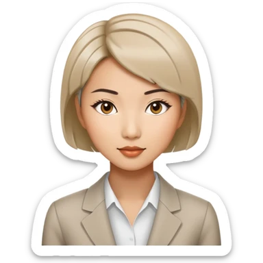 Professional Asian woman model with chic short hairstyle sticker