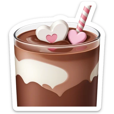 Chocolate milk with heart shaped marshmallows on top sticker