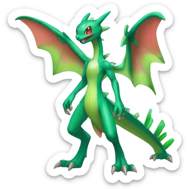 Anthro Cool Edgy Legendary Colorful Shy Shiny Fakemon-Pokémon-Flygon-Fantasy-Creature With Full Body Detailed High Quality sticker
