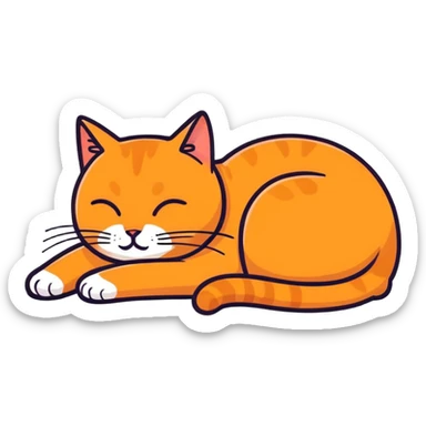 Tired ginger cat curled up sticker