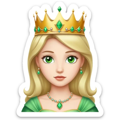 beautiful princess with striking green eyes and a crown sticker