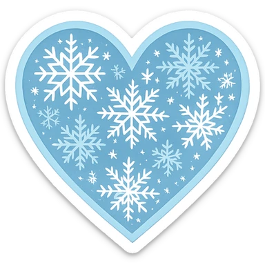 heart with winter snowflakes theme sticker