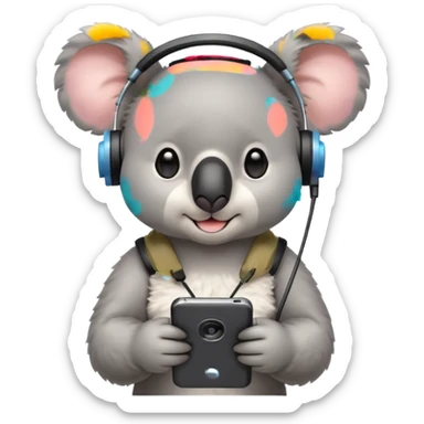 Cute koala on a conference call sticker