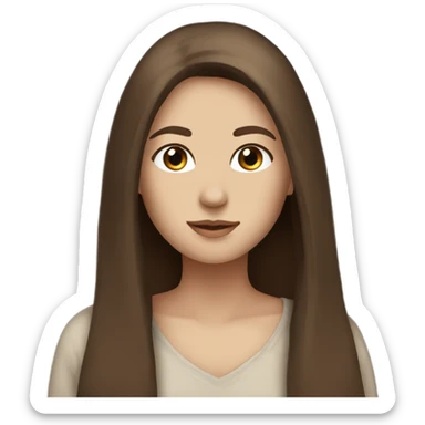 Beautiful woman, long straight brown hair, blue eyes, cozy sticker
