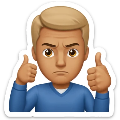 man giving a thumbs-down sticker