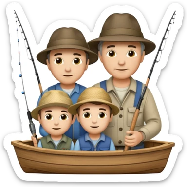 Father and sons fishing on a boat sticker