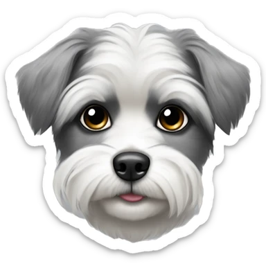 White shitzu crossbreed with gray spitz with black ears and with gray higlights in them black nouse and black whiskers and black eyes sticker