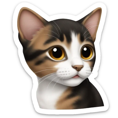 White black and brown kitten sticker