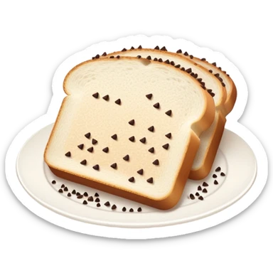 Slice of white bread on a white plate with chocolate sprinkles on top sticker