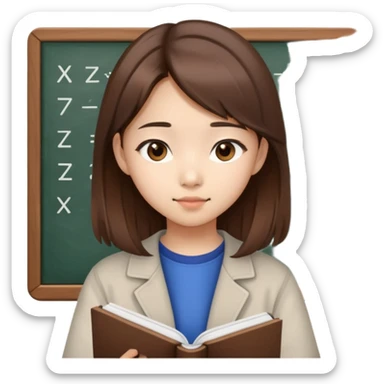 Une adolescente brune avec les cheuveux mi long chinoise math de peau  sticker