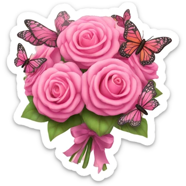 pink bouquet with butterflies sticker