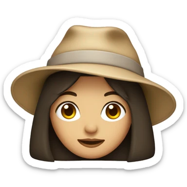 brunette girl with bob in hat sticker