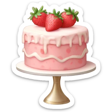 Light Pink strawberries and cream birthday cake sticker