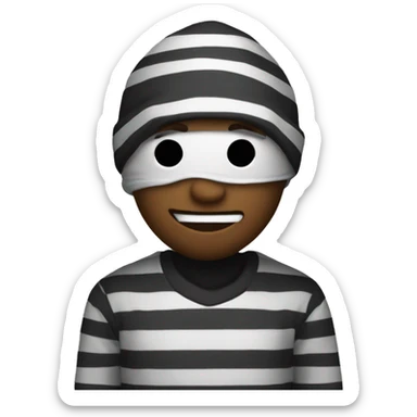 robber emoji with striped jumper sticker