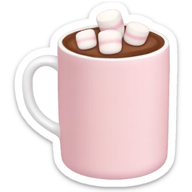 Light Pink mug of hot chocolate with marshmallows  sticker