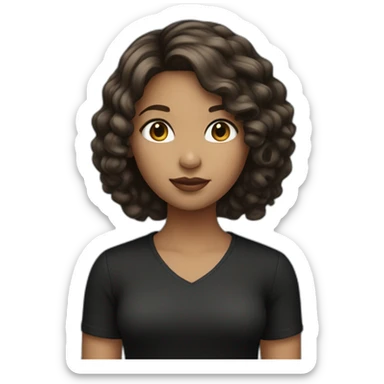 A Girl with Bob hair Brown light skin dressed in black sticker