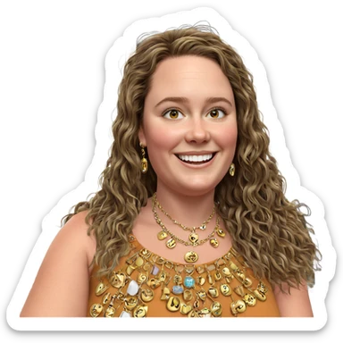 happy girl with jewelry smile sticker