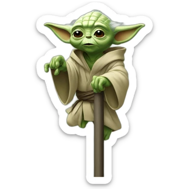 Yoda dacing on a pole sticker
