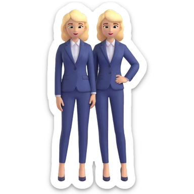 3D emoji style, blonde woman around 40 years old, real estate broker, wearing a suit, confident sticker