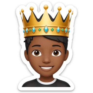A stylish black teen wearing a hand-crafted crown for fun. sticker