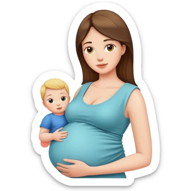 woman in second trimester of pregnancy with baby bump sticker