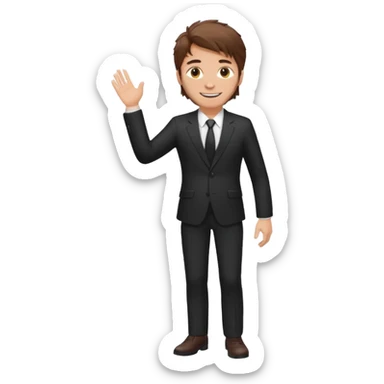 Chico blanco, traje oscuro  , pelo castaño revuelto,cuerpo entero sticker