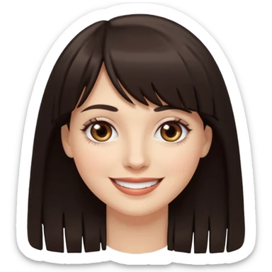 White smiling women with a dark brown fringe sticker