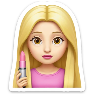 minion with long blonde hair and pink lipstick sticker
