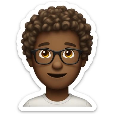 curly brown headed boy with glasses sticker