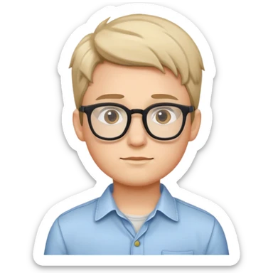 boy with glasses and casual shirt sticker