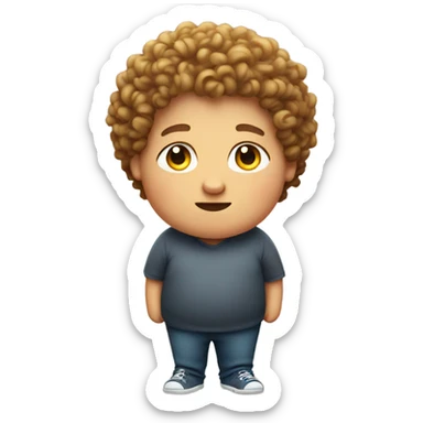An obese boy with curly hair sticker