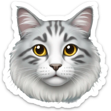 Long hair white/gray cat sticker