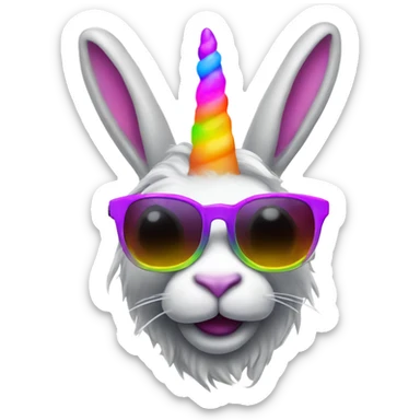 Neon bunny unicorn horn wearing sunglasses sticker