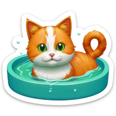 Cat in swimming pool  sticker