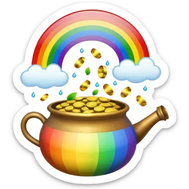 rainbow with a pot of gold cute sticker