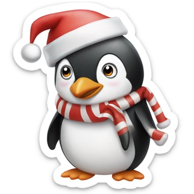 Penguin with a Santa hat sticker