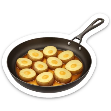 potato being heated in a frying pan sticker