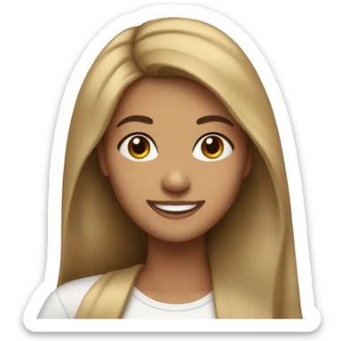 smiling middle-eastern woman with long brown hair and blonde highlights sticker