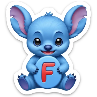 Cute Stitch with the alphabet f sticker