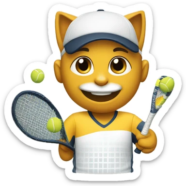 cat padel player sticker