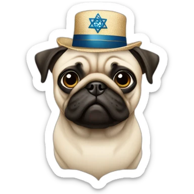 pug with jewish hat sticker